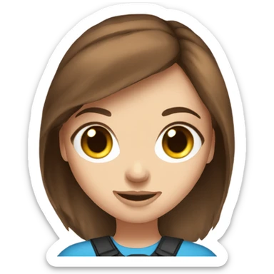 gamer girl blue eyed and brown hair sticker