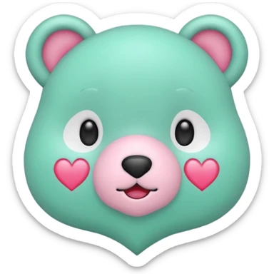 Oso gummy color verde agua  corazón rosa kawaii sticker