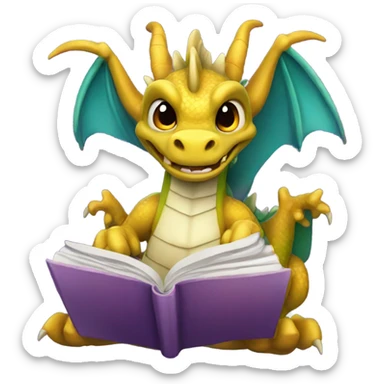 Dragon w book sticker