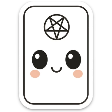 Make the white and black gothic kawaii phone case more minimal, reduce details, keep only one or two simple gothic symbols, big eyes, smiling, playful, cartoonish, no purse references, with no background. sticker