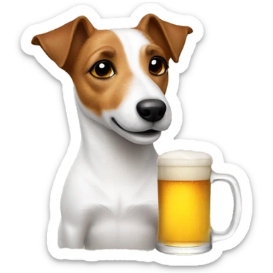 Jack Russell drinking beer sticker