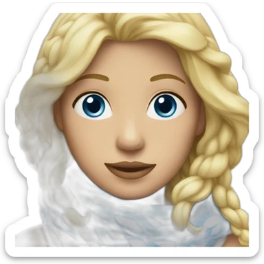 Blond woman with a blue and white scarf sticker