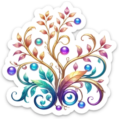 Epic divine sparkly glittery shiny legendary celestial vines flowery complex detailed iridescent gradients marbles aesthetic-scenery-Decorations sticker