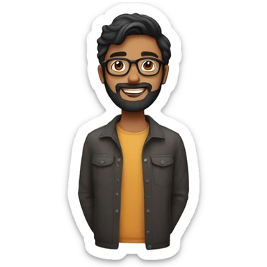 25YO Indian straight male with beard, wavy hair and specs.  sticker