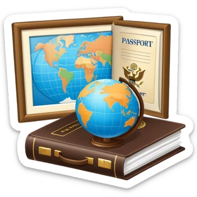 globe and passport sticker