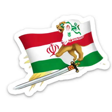 flag Iran lion Holding a sword in front of the sun sticker