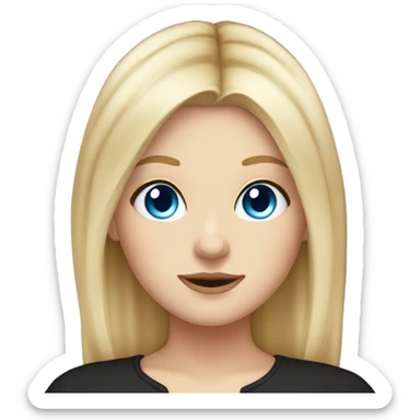 white girl witch shoulder length blonde hair and long curtain bangs and blue eyes sticker