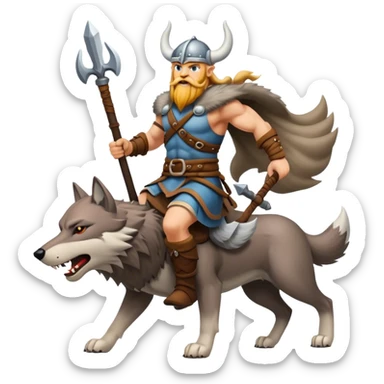 Viking Warrior Riding A Wolf  sticker