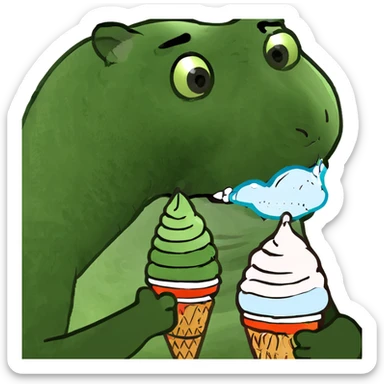 Panda eating iceew creammw sticker