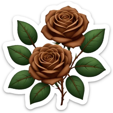 Brown roses with dark green leaves  sticker
