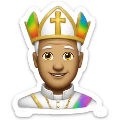 Glittering rainbow pope sticker
