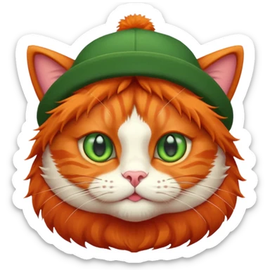 Red cat with hat sticker