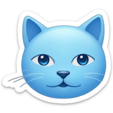 Blue simplistic sketch of a cute cat face sticker
