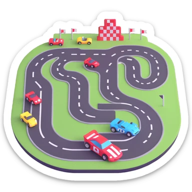 race track with racing cars sticker
