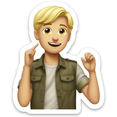 blonde boy outdoors portrait saluting sticker