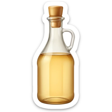 clear vinegar bottle with subtle golden tint. sticker