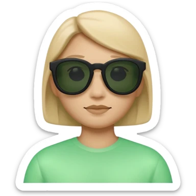Clean 3D memoji emoji, smooth Apple emoji style, black sunglasses, calm expression, Matrix movie aesthetic, faint green code glow, minimalist, dark cinematic background, high resolution. sticker