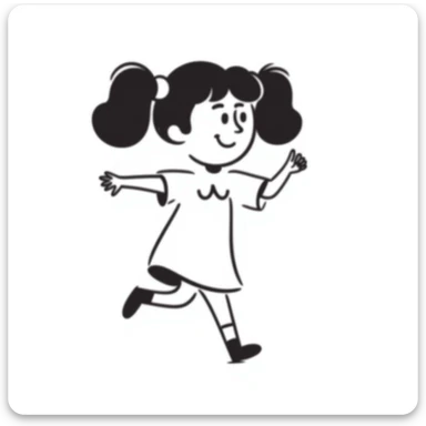 Hand-drawn little girl with pigtails and a cute dress sticker