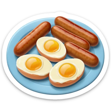 Two boiled eggs and two breakfast sausage  sticker