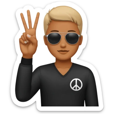 the sun glasses emoji holding up a peace sign sticker