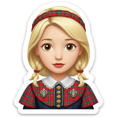 blonde woman wearing scottish traditional clothes sticker