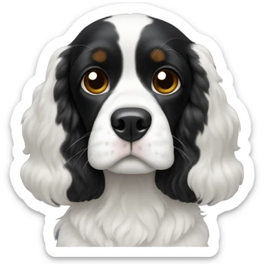 Small completely black king spaniel with white on chest. No white on the face sticker