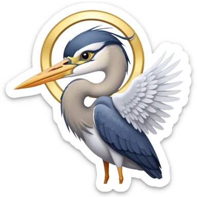 Heron with halo sticker