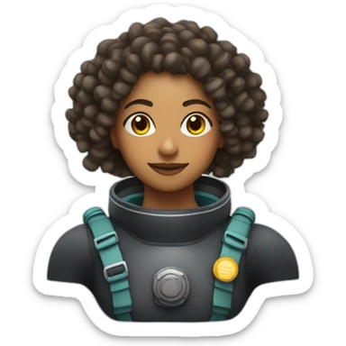 Indian woman with curly hair in a diving suit sticker
