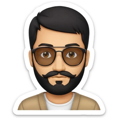 Indian man with  black hair and beard and black sunglasses sticker
