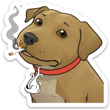 Dog smoking sticker