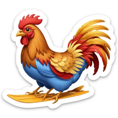 rooster driving flying glider sticker