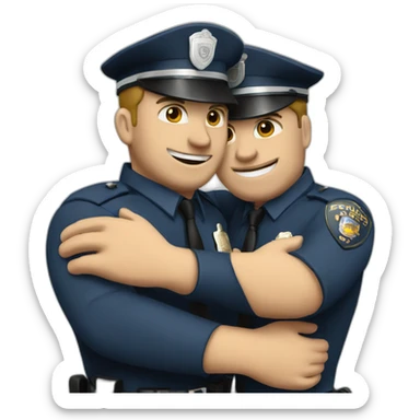 two police men hugging sticker