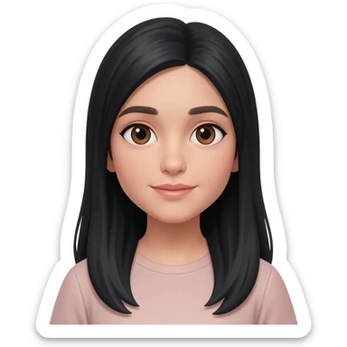 girl with long black hair and brown eyes sticker
