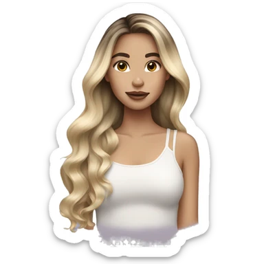 White skin girl with blonde balayage sticker