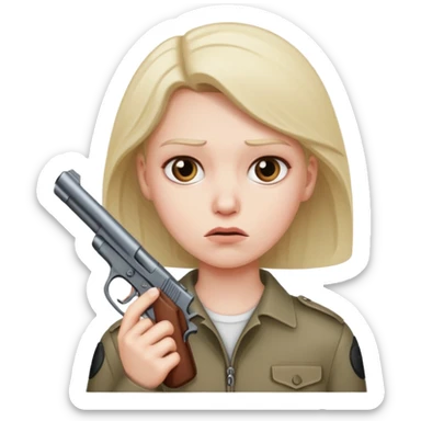 A person with a gun that looks wooried sticker