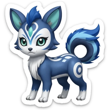 Meloetta-Garurumon-Pokémon-Digimon-Fakémon-fusion-hybrid-creature sticker