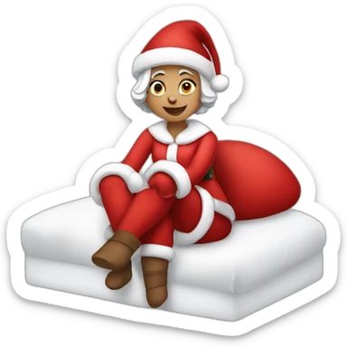mrs santa claus sitting on bed sticker