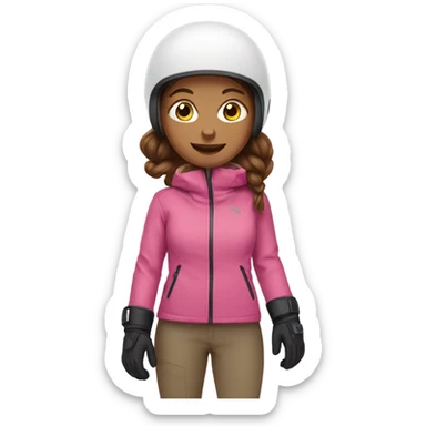 girl with brown hair snowboarding pink jacket sticker