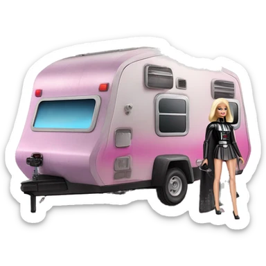 Darth Vader and Barbie’s expensive but very dusty old disturbing disgusting ghostly very haunted horror dream camper  sticker