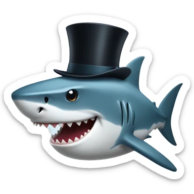 Shark with a top hat sticker