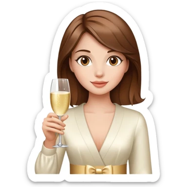 brown hair girl with champagne  sticker