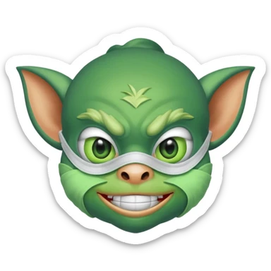 Gremlin with a face mask on sticker