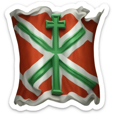 a red wavy rectangle with a white saint georges cross. a green saltire. sticker