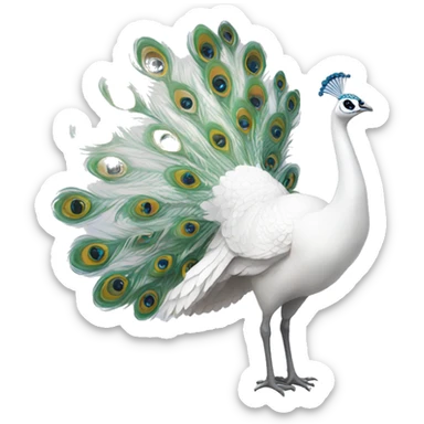 White peacock with a bow sticker