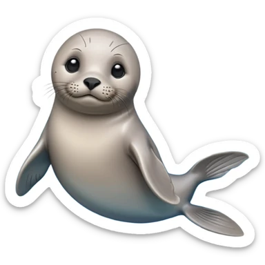 A 3D cartoon seal swimming with visible flippers, calm blue water, soft sunlight, Memoji-style realism. sticker
