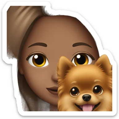 Young tanned girl with Pomeranian sticker
