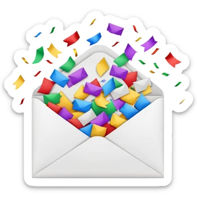 white envelope with confetti sticker