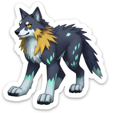  Cool Edgy Colorful Digimon-Fakemon-Wolf with edgy markings full body sticker