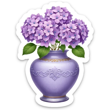 Lilac Hydrangeas in vintage vase sticker