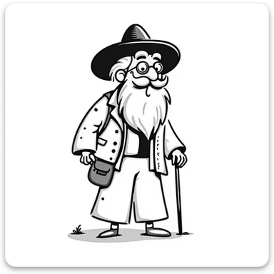 A nomadic old man wearing glasses sticker